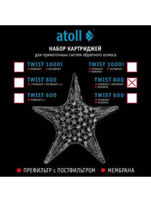 Набор Картриджей Для Atoll Twist 800 (Префильтр И Постфильтр) 4 для очистки воды