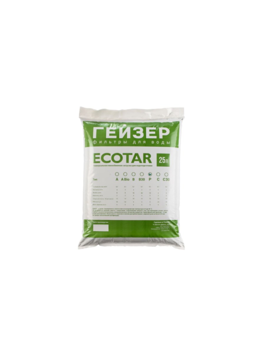 Загрузка Экотар (P) Для Гейзер Aquachief 25 Л для очистки воды