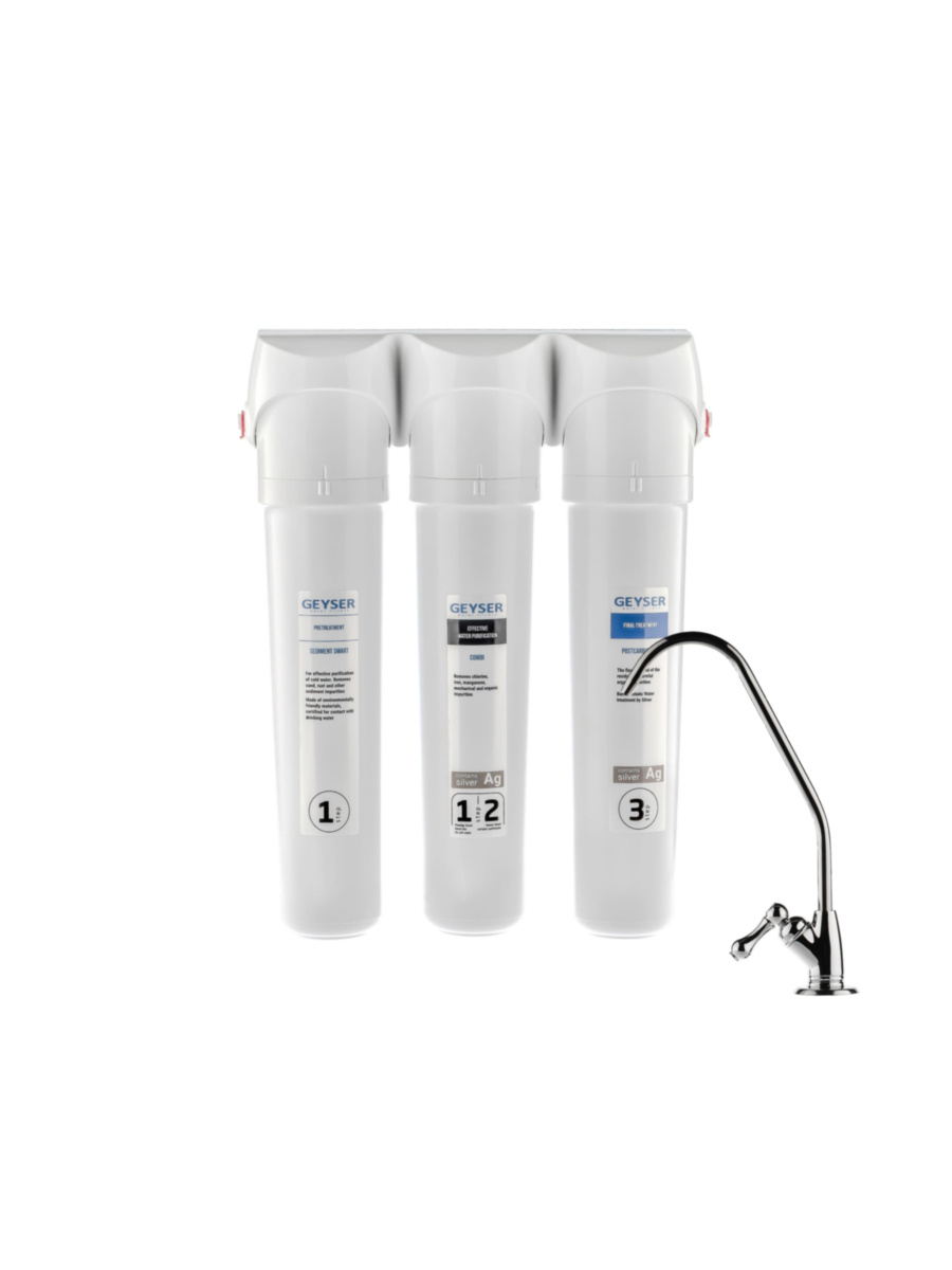 Проточный Питьевой Фильтр Гейзер Смарт Комплексная Очистка (Кран 3) для очистки воды