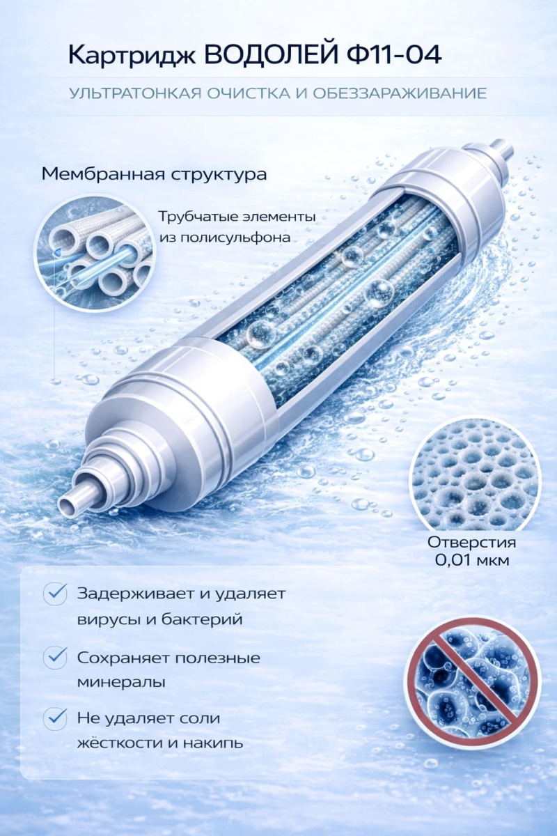 «Водолей Ф11-04» - это фильтр для сверхтонкой очистки и обеззараживания.